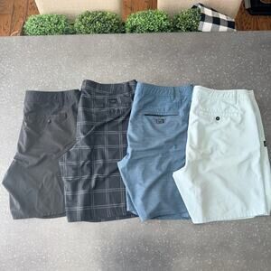 Lot of 4 Mens O'Neill Hybrid Shorts 8 in 10 in Inseams Flat Front Gray Blue 38